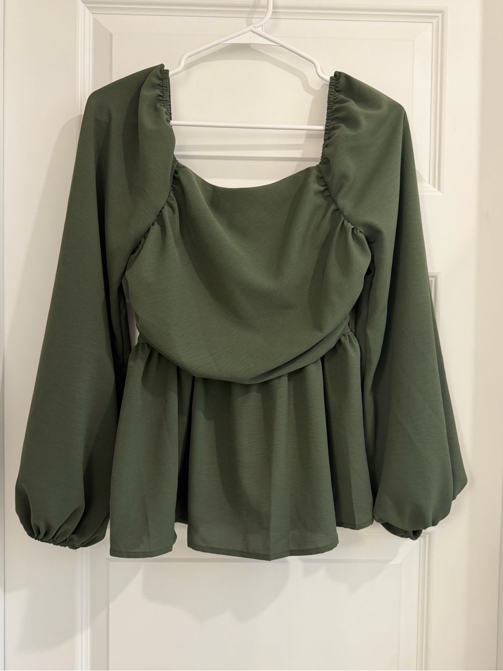 NWT Olive Green Long Sleeve Peplum Top